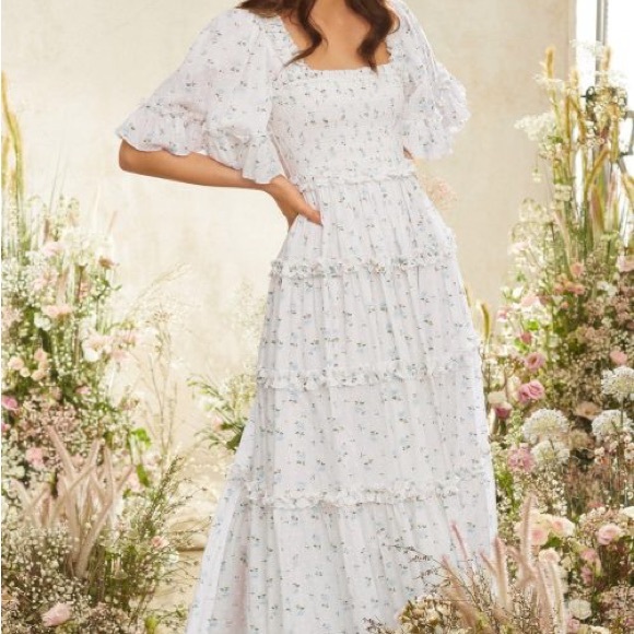 Needle & Thread Bijou Moonshine Blue Smocked Day Dress - Picture 7 of 7